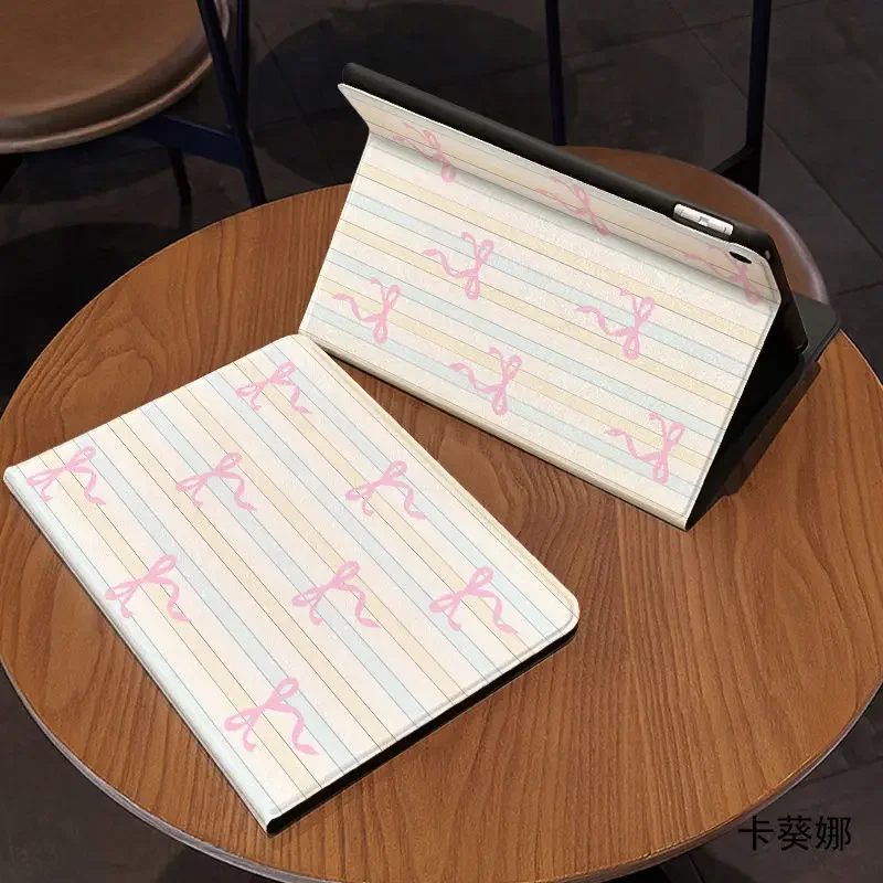 

Case Funda Accessories for Ipad Air 4 Case Air 5th 4th IPad 10th Generation 10.2 9th 8th 7th 2022 Pro 11 2020 Pink Bow Stripe
