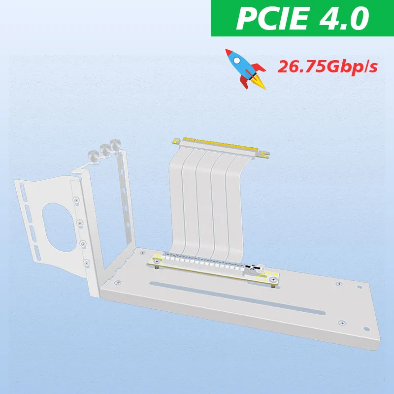 

3 Slot PCI Express 4.0 GPU L Vertical Bracket White ,Graphics Card VGA Holder Kit GPU with Pcie 4.0 16X Riser Extension Cable