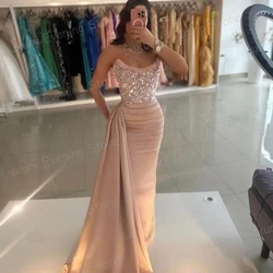 Sparkle Luxury Evening Dresses Woman's Mermaid Sequined Sleeveless Prom Gowns Boat Neck Vestidos De Noche Fashion Customized