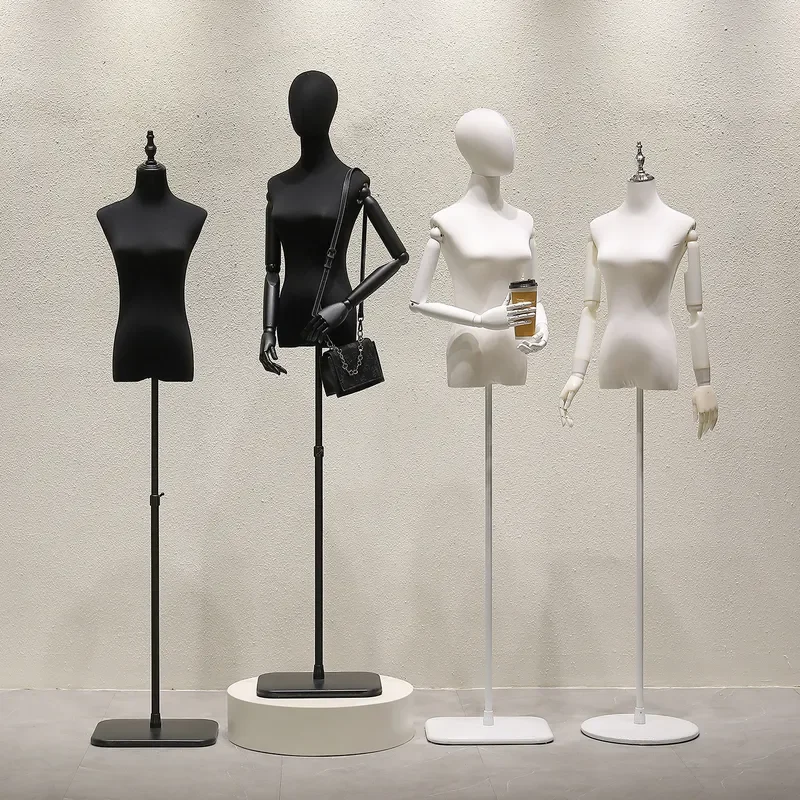 for High-end Black and White Cotton Female Bust Dummy Table Women's Clothing Wedding Dress Model Props Clothing Store Special