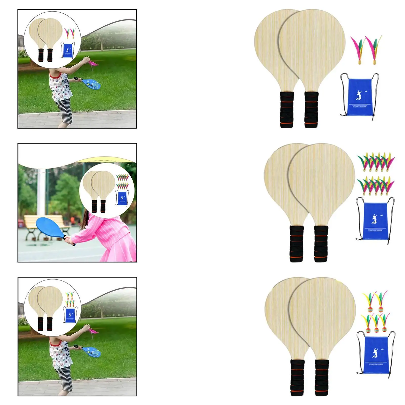 

Набор деревянных ракеток для бадминтона, 2 шт., тренировочная ракетка для бадминтона с сумкой для хранения