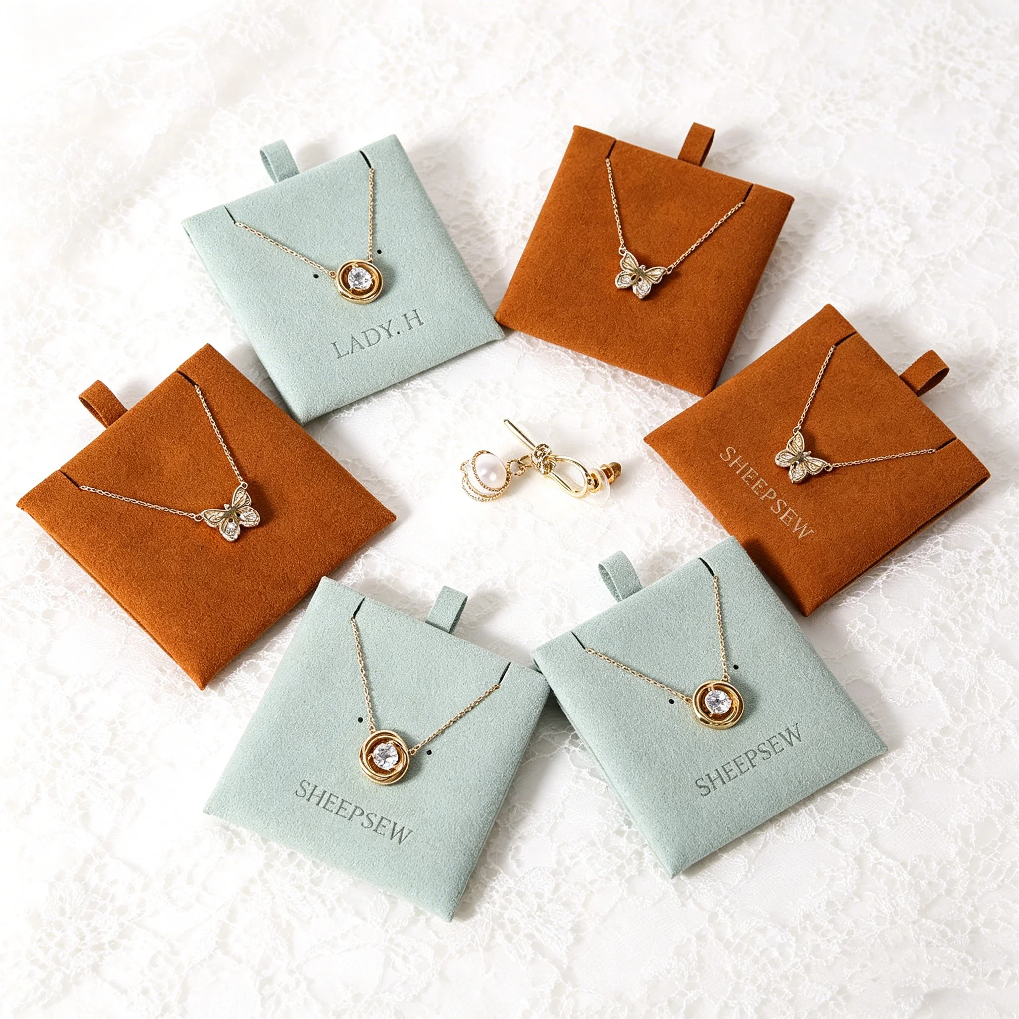 

Мешочки для ювелирных изделий из микрофибры и замши с индивидуальным логотипом SheepSew, красочные, для роскошной подарочной упаковки