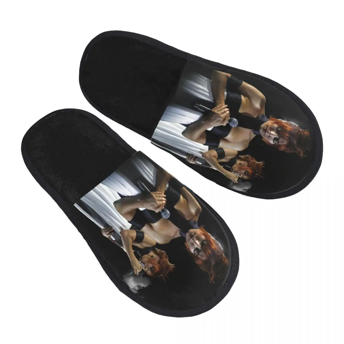 Custom Mylene Farmer House Slippers Women Cozy Memory Foam French Singer Slip On Hotel Slipper Shoes