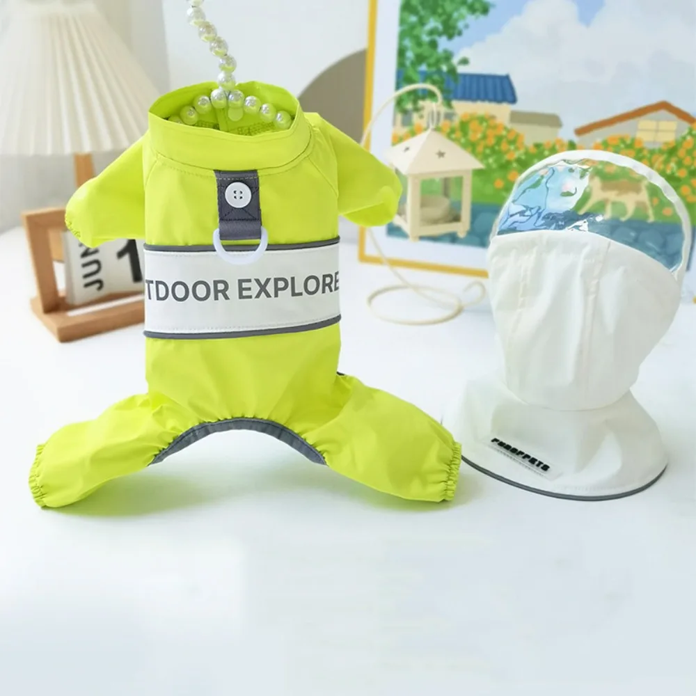 

Windproof Dogs Raincoat Adjustable Straps Antifouling Dog Hooded Raincoat with D Ring Pet Waterproof Coat Travel