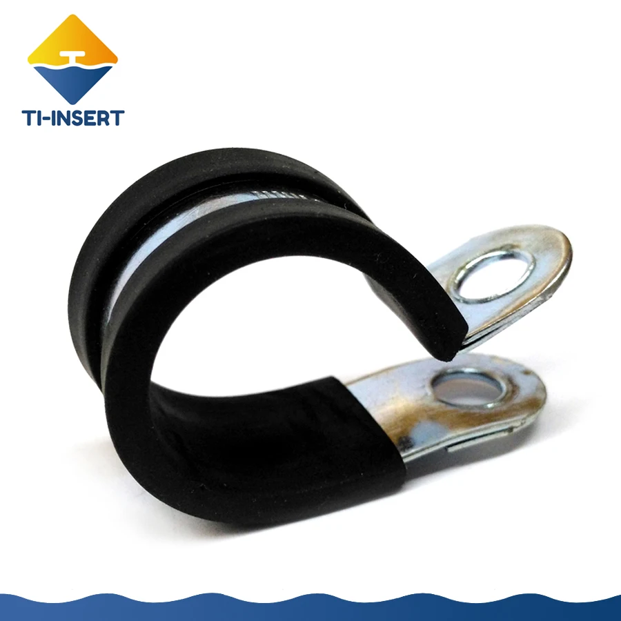 【20mm Width 】Galvanized Steel Rubber Cushioned P-clip Pipe Clamp , C002