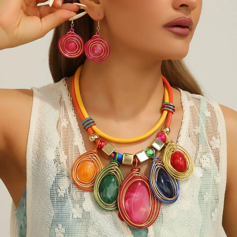 

Hook Earrings Necklace Set Pu Rope Safe Reliable Choker Costume Jewellery Charm Trendy Dangle Earrings Jewelry Gift