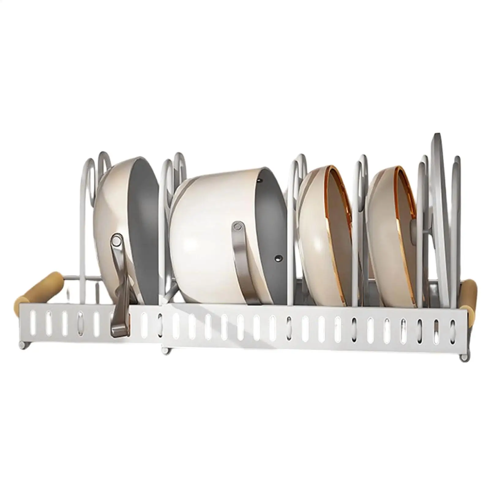 Pan Organizer cookware rack Extendable Adjustable shelves Kitchen Cabinet dish holder for Kitchen Pantry home camping