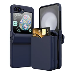 For Samsung Galaxy Z Flip 6 5 4 3 Case Card Pocket Matte Hinge All-inclusive Folding Shockproof Cover For Galaxy Z Flip 6 Flip 5