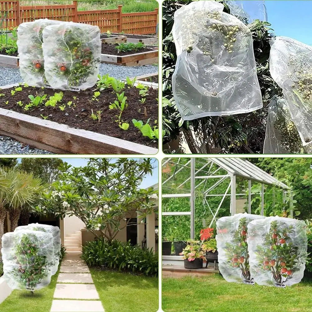 2pcs Breathable Plant Insect Protection Net Anti-Bird Drawstring Vegetable Cover Mesh Large Thickened Plant Cover Bags