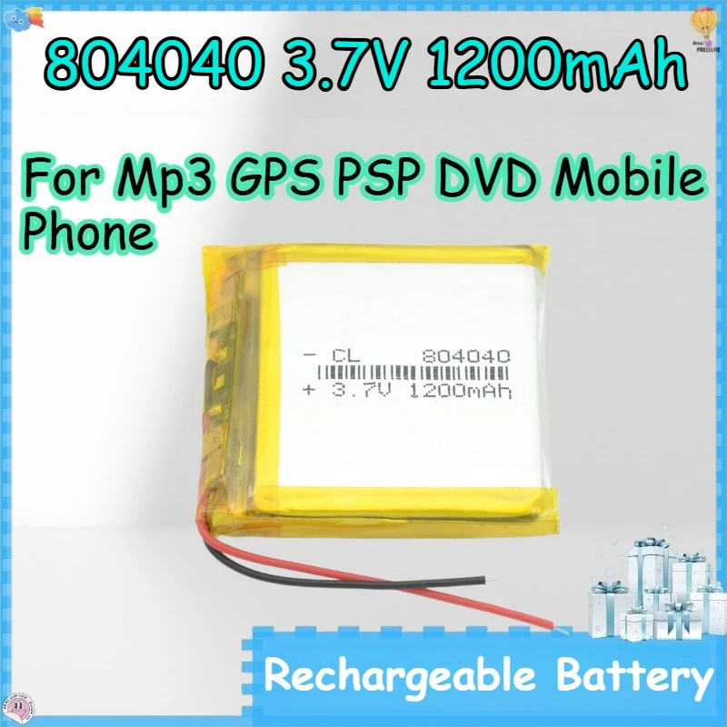 

804040 3.7V 1200mAh Rechargeable Battery for Mp3 GPS PSP DVD Mobile Phone Polymer Lithium-ion Battery