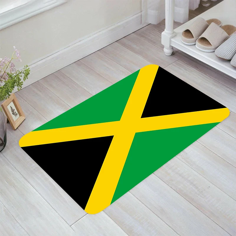 

Jamaica Flag Floor Mat Room Mats Carpet Entrance of House Balcony Kitchen Rug Carpets Rugs Home Foot Doormat Door Bathroom Bath