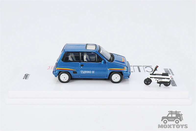 INNO 1:64 CITY TURBO II blue With White MOTOCOMPO Diecast Model Car