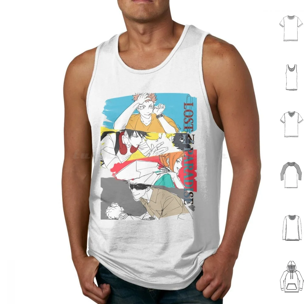 Lost In Paradise Tank Tops Print Cotton Cursed Demon Divine Dog Wolf Megumi Fushiguro