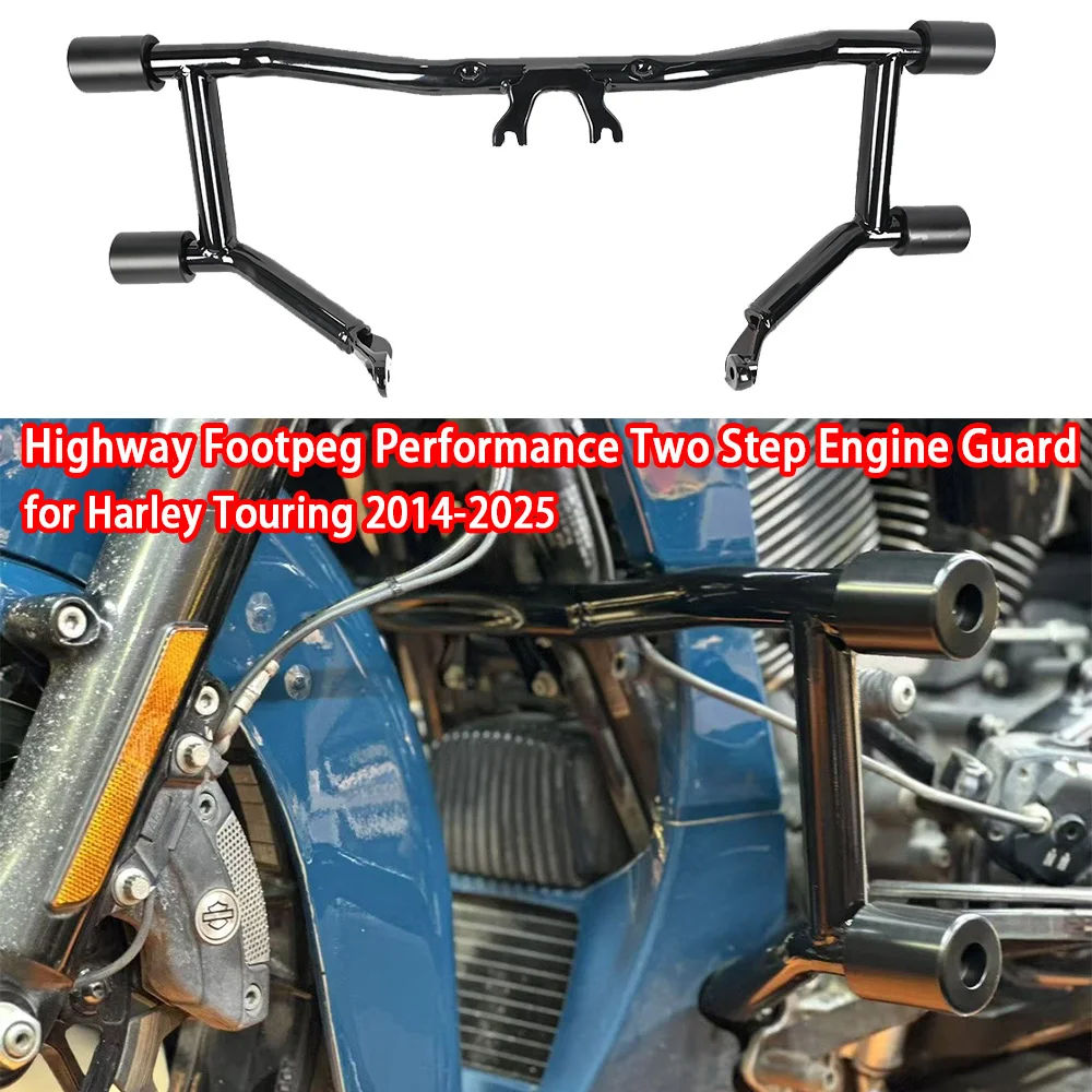 Motorcycle Accessories Highway Footpeg Crash Bar Protek Performance Two Step Engine Guard Sliders for Harley Touring 2014-2025