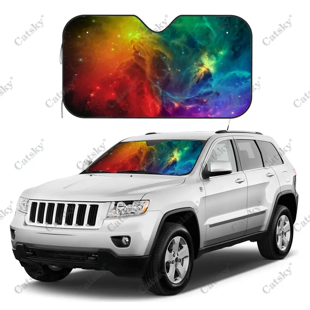 Abstract Starry Night Auto Windshield Sun Shade Car Front Window Visor Vehicle Sun Block Cover Heat Reflector Anti-UV Sunshade