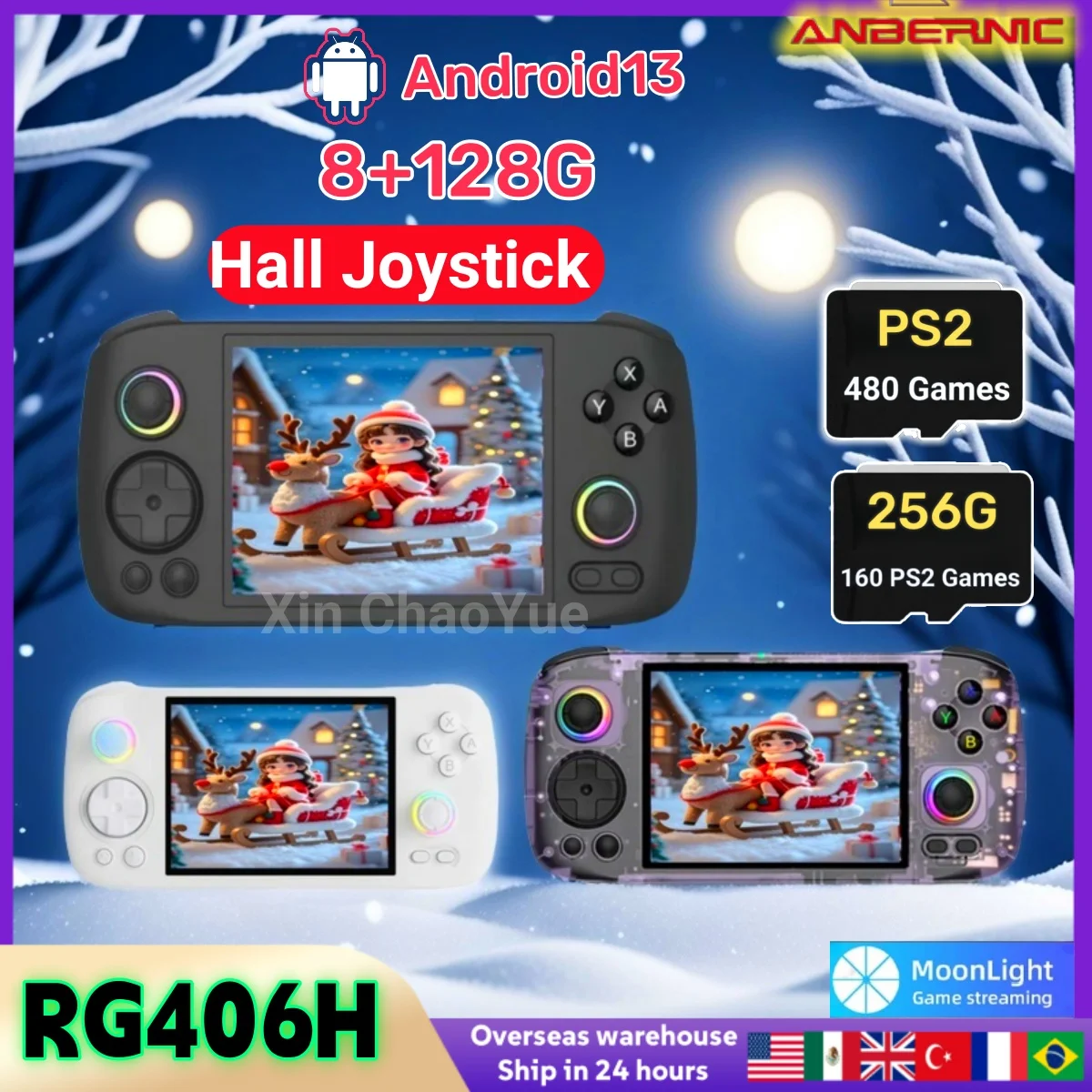 ANBERNIC RG 406H Retro Handheld Game Video Player Console 4 Inch HD Screen  Bluetooth WIFI 8G+128G Android 13  512G PSP PS2 Gift