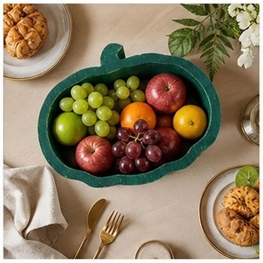 Smooth Surface Wooden Pumpkin Bowl Easy Clean Fruit Platter Dessert Tray Snack Organizer Kitchen Countertop Decor Serving Plate