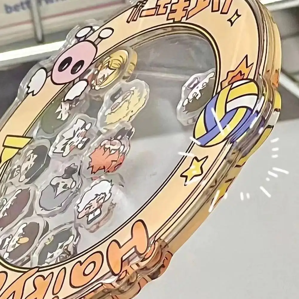 Haikyuu Runder Acryl-Schlüsselanhänger, Anime, kreativer Cartoon-Volleyball-Team-Thema, Schüttelspielzeug, Anhänger, Tasche, Dekoration, Zubehör, Geschenke