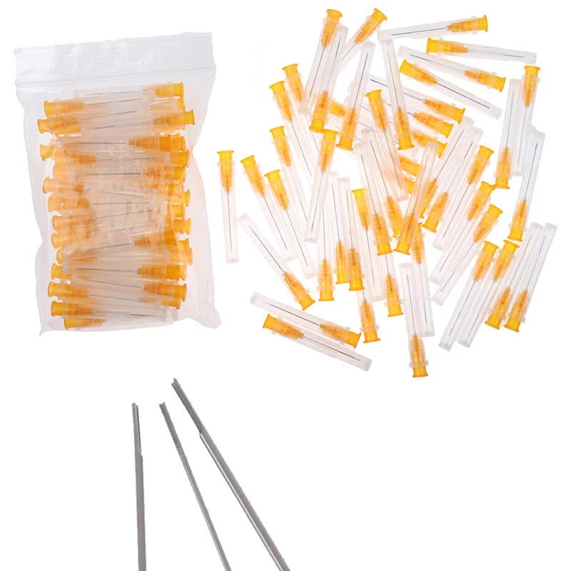 100pcs Dental Sterile Endodontic Irrigation Needle Tips 25G/27G/30G Plain Ends Notched Endo Needle Tip Syringe