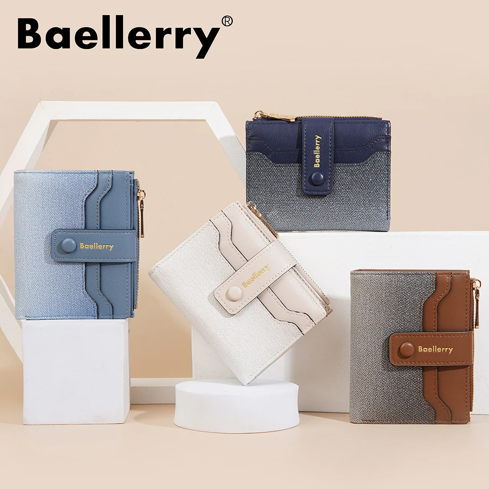 Baellerry High Quality Women Wallets New Simple Short Card Holde Brand Female Purse Photo Holder Coin Pocket Zipper Women Wallet