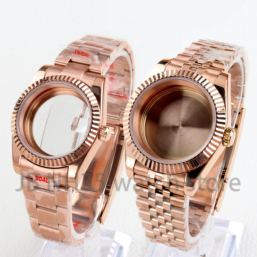

Rose Gold 36/39mm NH35 Case 20mm Oyster/Jubilee Strap for Datejust 28.5mm Dial NH35 NH36 Sapphire Glass Movement Waterproof