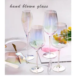 Ins Nordic Rainbow Goblet Creative Personality Gift Gradient Colorful Champagne Glass Crystal Glass Red Wine Glass for Party