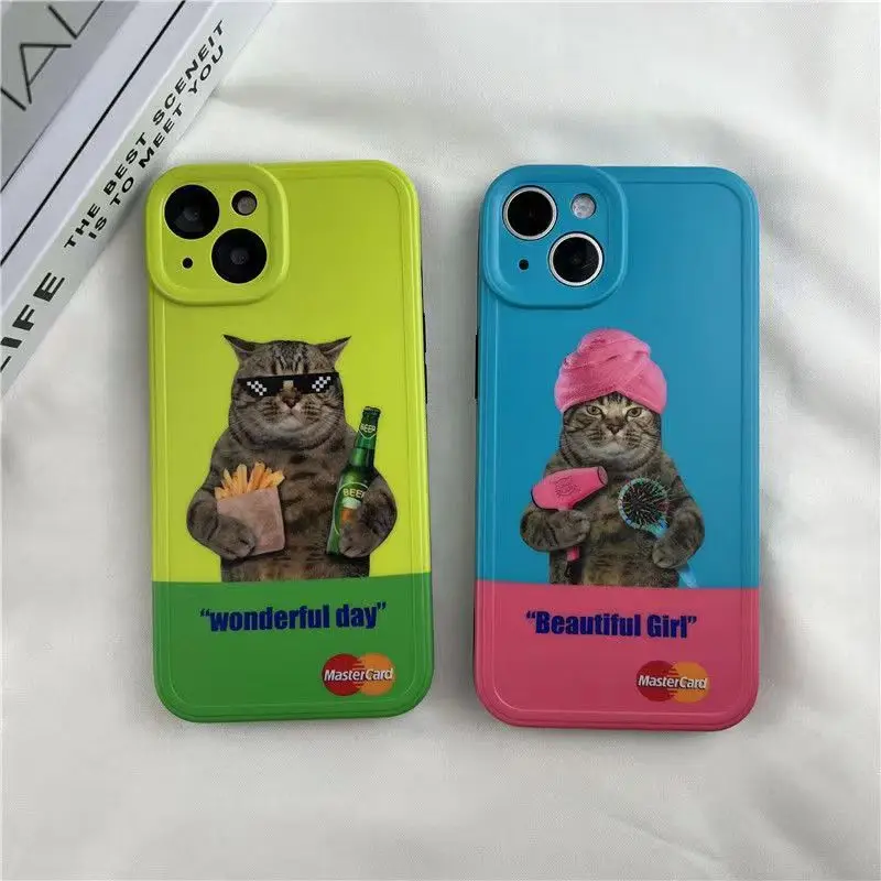 For Iphone14 ProPersonalized Cute Sunglasses BeerCat Phone Case14 13 11 12 Pro 13 Pro 14PLUS design  covers