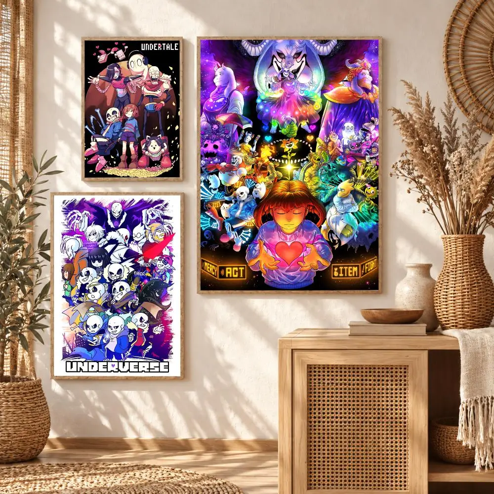 Retro Indie Game U-Undertale Poster Premium Modern Waterproof Wall Art Pictures for Bedroom Living Room Bar Decor