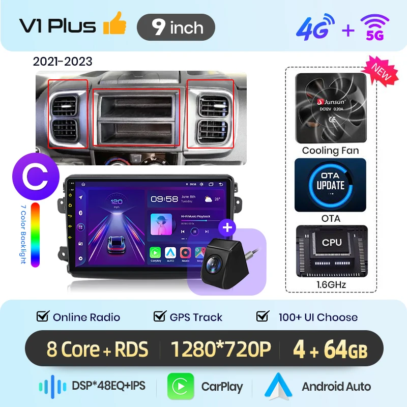 Junsun 9 inch Android 15 autoradio voor Fiat Ducato Peugeot Boxer 2 Citroen Jumper 2 2006-2023 voor Apple CarPlay Auto IPS scherm stereo multimediaspeler automotive slimme intelligente systemen 2 Din