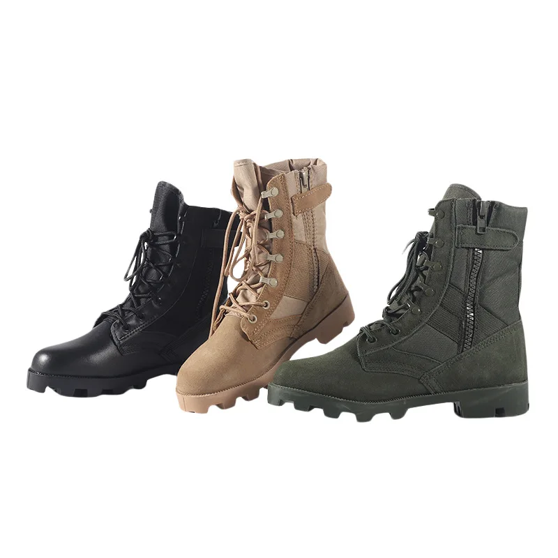 2026 Mens Outdoor Cow Suede Rubber Leather Sports Hiking with Zipper High-top Shock-absorbing Sole Desert Western Boots