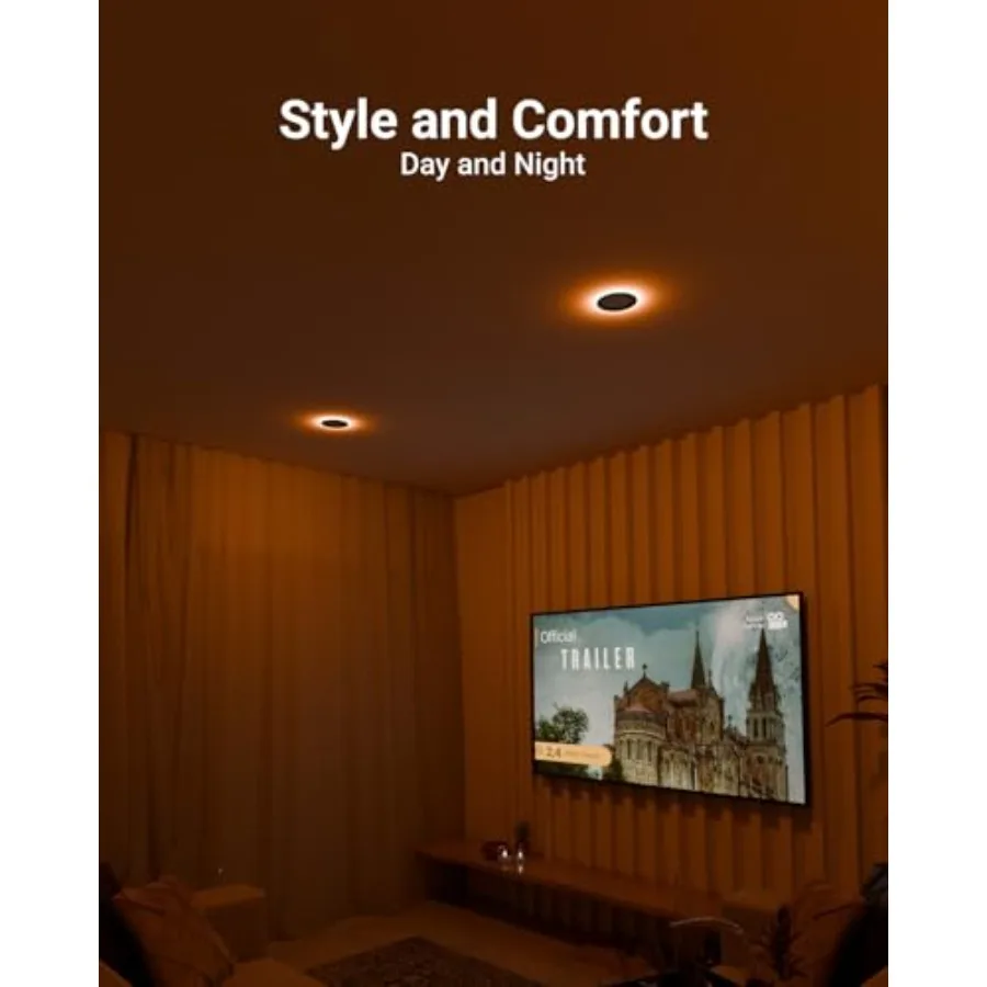 Sunco Black Recessed Lights LED, Canless with Night Light, Wafer Th, 1500 Lumens, Selectable CCT 2700K/000K/000K/5000K/000K, Di