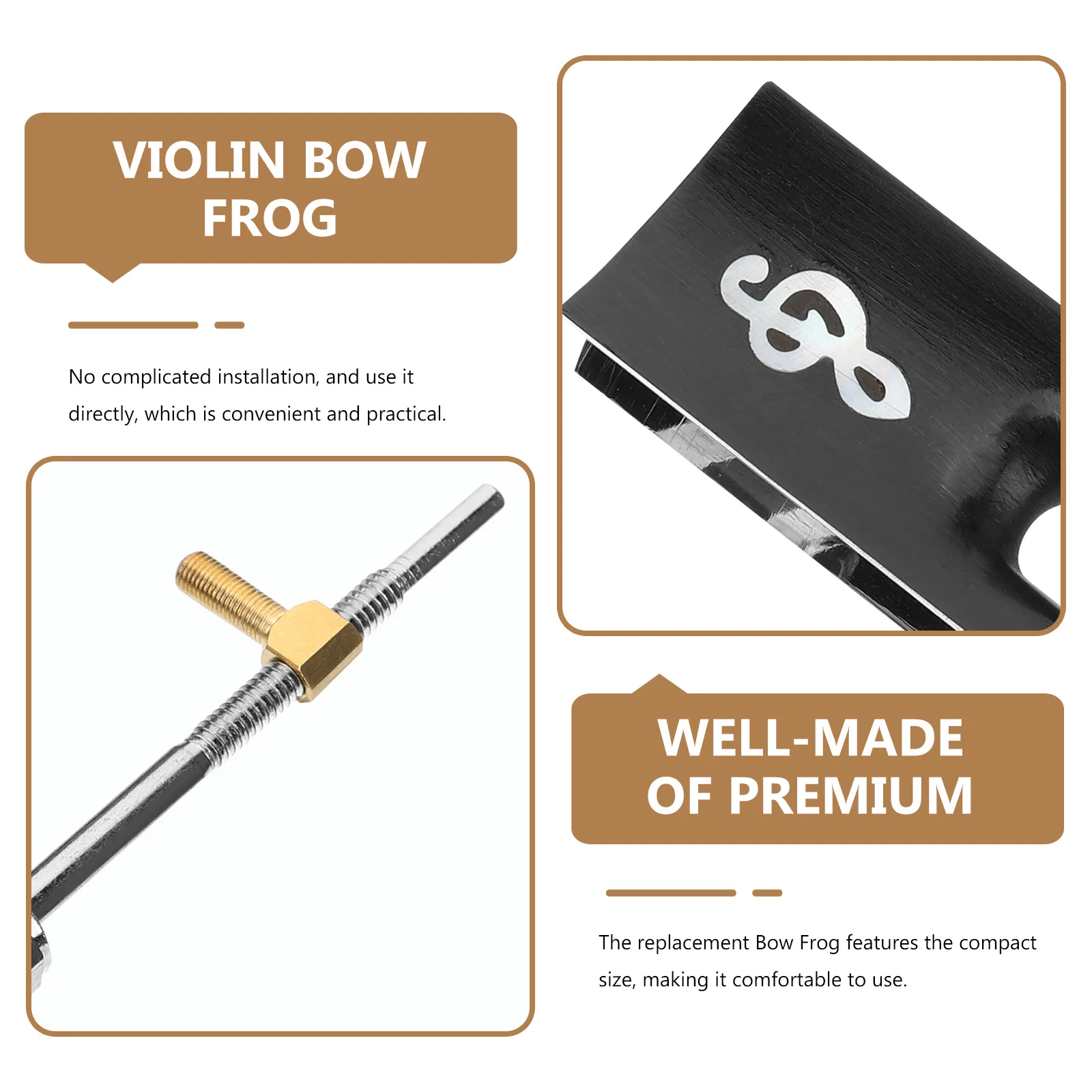 

Violin Tail Library Musical Bow Frog With Screw Supplies Tailpiece Parts Grip Comfortable