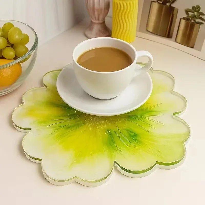 2026 latest models 2pcs flower silicone coasters molds for resin casting agate diy craft cup mat molds home decor