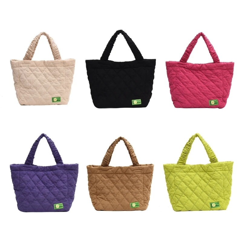 

Stitching Tote Solid Color Bags Large Capacity Shopping Bag Shoulder Bag Women Girl Fashion Corduroy Bags Lady Purse