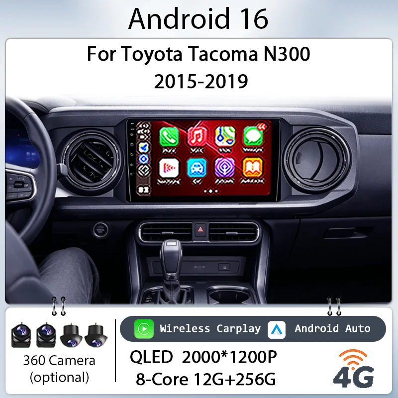 

10" Android 16 Wireless CarPlay GPS BT WiFi DSP for Toyota Tacoma N300 2015-2019 Car Radio Multimedia Player IPS Touch Screen