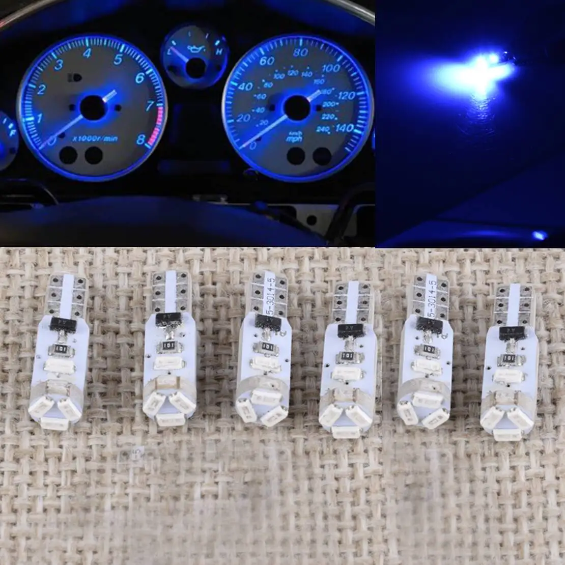 6Pcs Dashboard HAVC & Heater Dome Map Reading Interior Inner Dash Light Lamp Upgrade Bulbs Kit Fit For Mazda MX5 MX-5 MK1 MK2