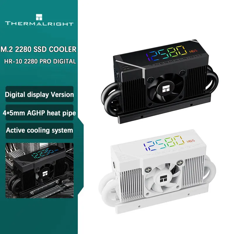 

Thermalright HR-10 2280 PRO Digital display version 4 units*5mm heatpipe AGHP heat pipe M.2 SSD Active cooling system