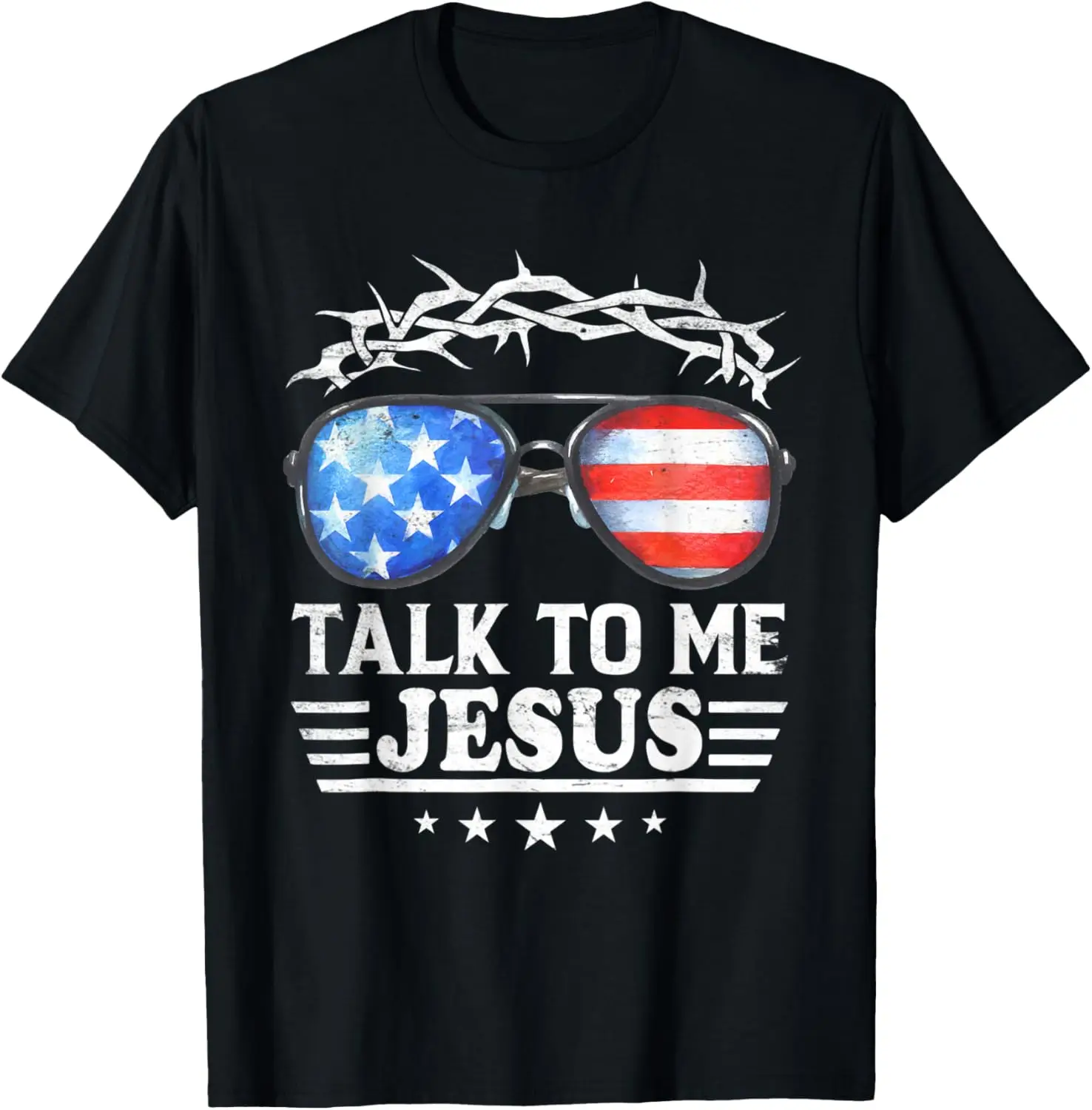 

Talk To Me Любители Иисуса Флаг США Очки Христианская Религия Футболка