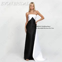 EVON BRIDAL Black With White Celebrity Dresses Mermaid Sweep Train Vestidos De Ocasião Sleeveless Contrast Color Evening Gowns