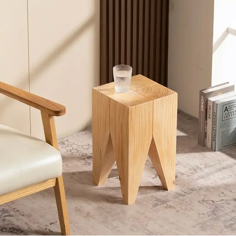 Simple log stump stool solid wood round  home office hotel clothing store coffee table stool sofa chair low  ornament