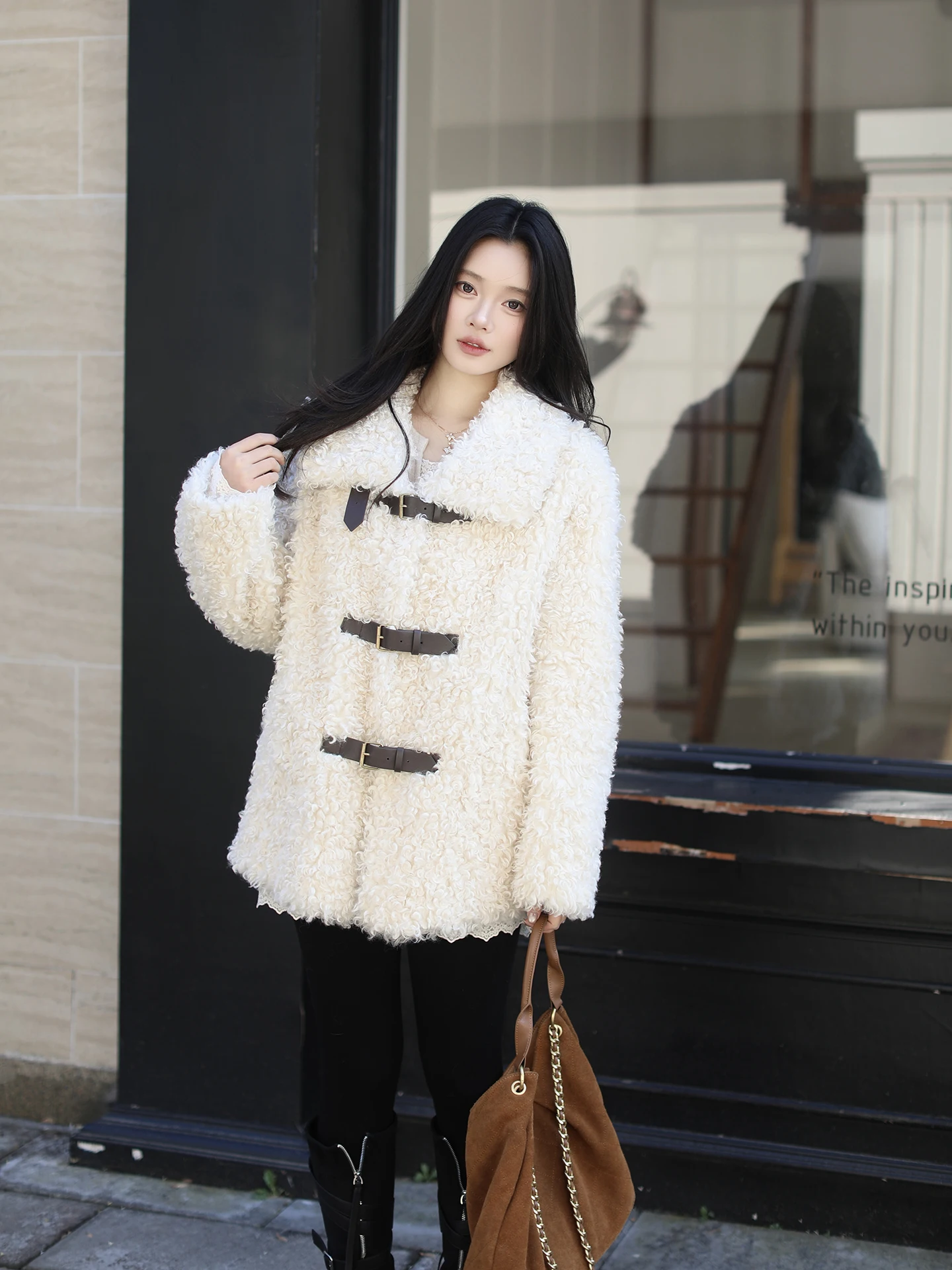 

Теплая куртка из искусственного меха с кудрявым ворсом, устойчивая к низким температурам, модная универсальная верхняя одежда ME【Star Roll】