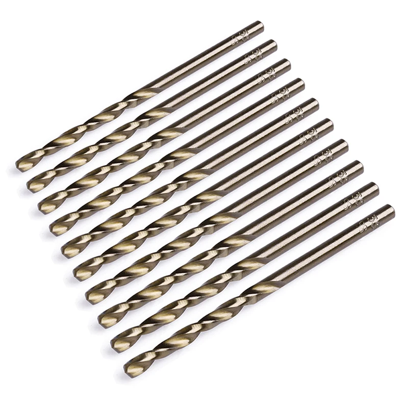 

Y1UD Durable 10x Cast Iron and Hard Plastic HSS Twist Drill Bits Set Round Shank Coated Surface For Drilling woodwor