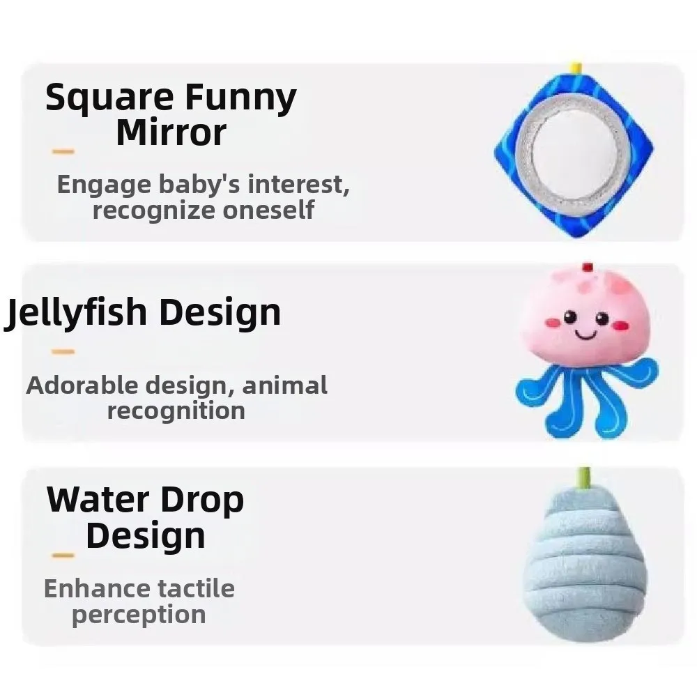 Sonagli creativi per animali domestici Specchio distorto a forma di granchio Farcito sensoriale Comodo da toccare lo sviluppo visivo