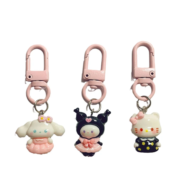 Kawaii Sanrio Hello Kitty Kuromi Melody Cinnamon Dog Keychain Cartoon Bag Pendant Cute Key Accessories Gift