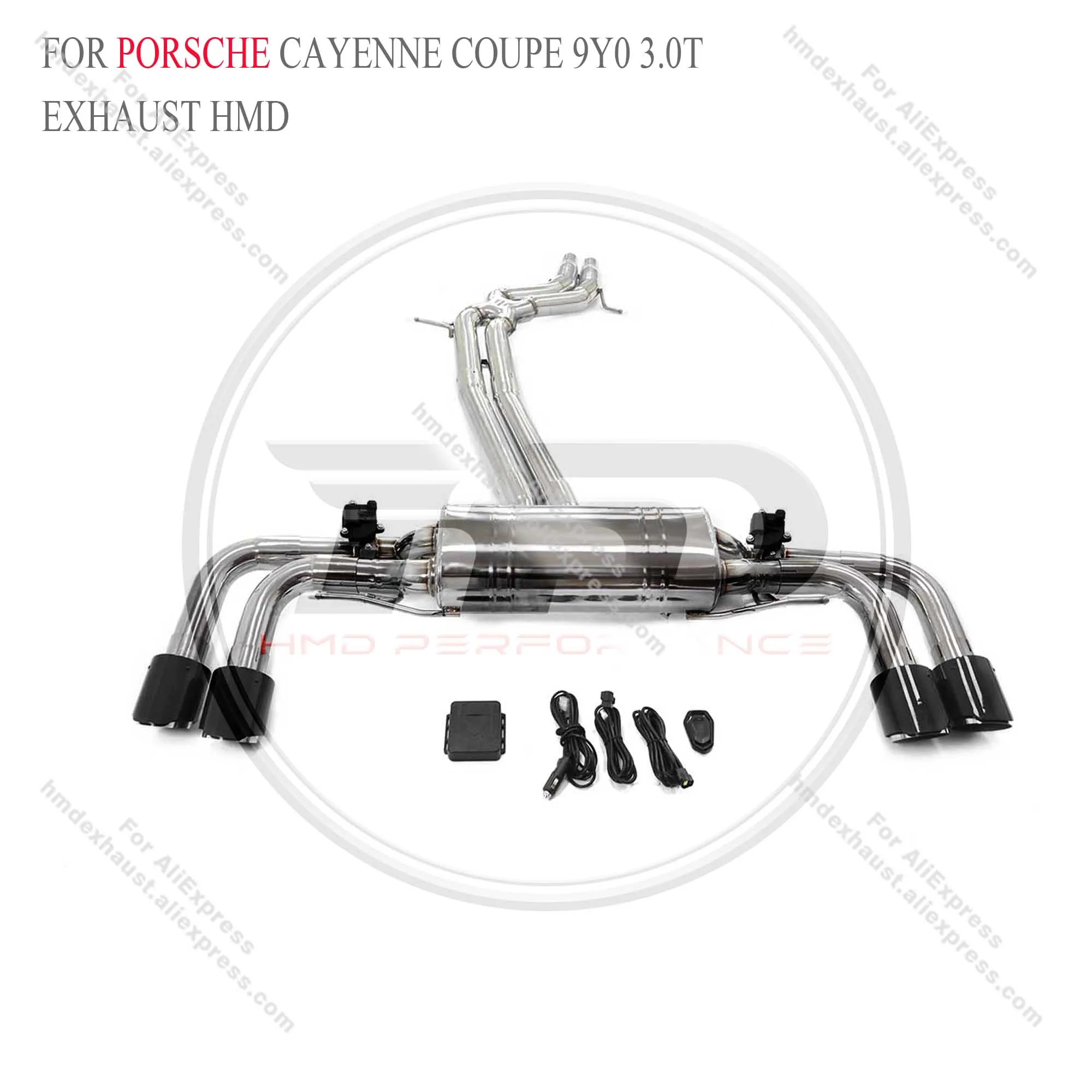 HMD Exhaust System Stainless Steel Material High Flow catback for Porsche cayenne coupe 9Y0 3.0T with Valve Muffler tips