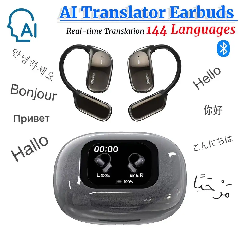 Auriculares Bluetooth con traductor de 144 idiomas, auriculares inalámbricos con traducción en tiempo Real AI para traducción