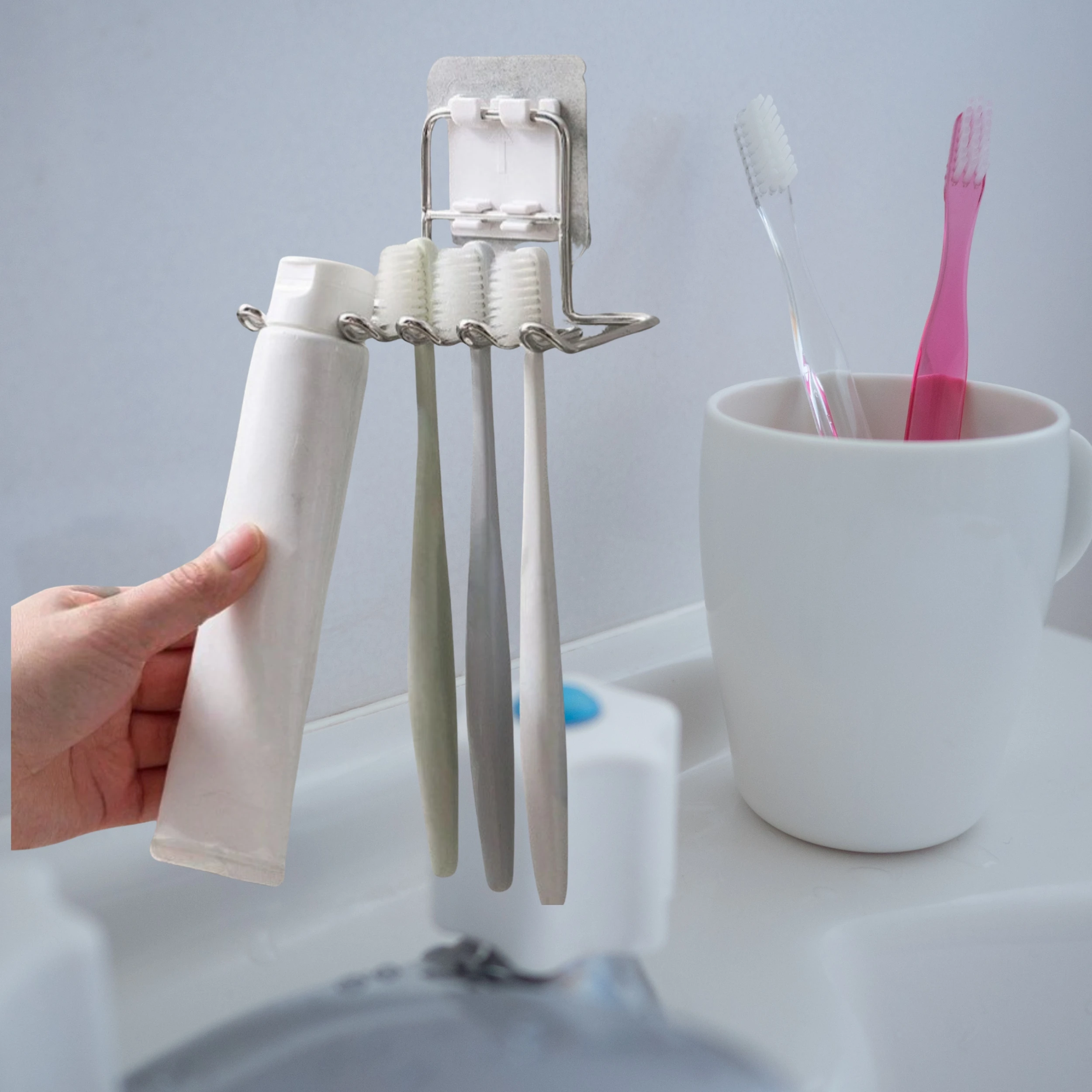 Edelstahl Zahnbürste Halter Wand Badezimmer Organisieren Zahnbürste Regal Zahnpasta Rasierer Organizer Ständer Zubehör