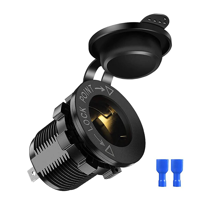 12V/24V Car Cigarette Lighter Socket Waterproof Marine ATV RV Cigarette Lighter Plug Socket Power Supply Socket Outlet Adapter