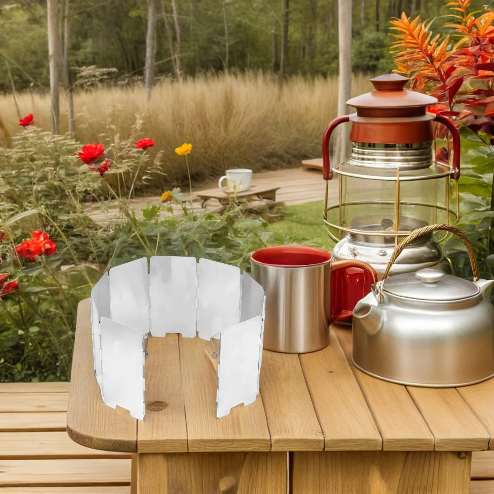 

Camping Stove Wind Screen Outdoor Foldable Aluminum Alloy Adjustable Burner Windscreen Lightweight Camping Supplies Bbq