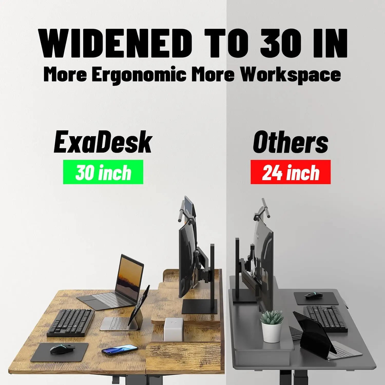 55x30 Inch Electric Standing Desk: Adjustable Height with 2 Drawers & Storage Shelf, Ergonomic Sit/Stand Workstation